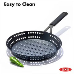 OXO Obsidian Outdoor Carbon Steel 12-Inch Perforated Frypan